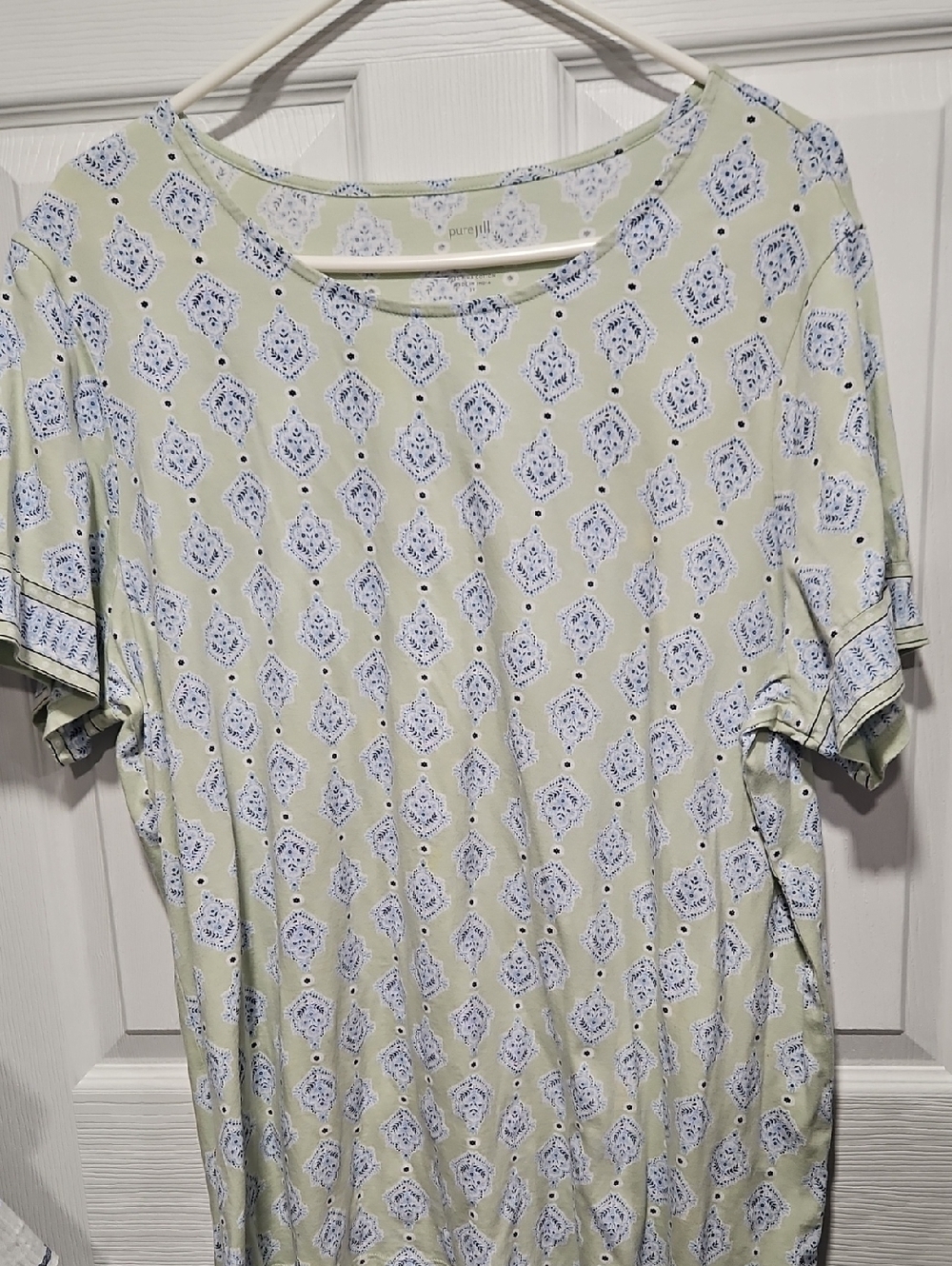 Pure Jill Light Green Printed Short Sleeve Tee